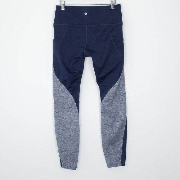 Apana Womens Colorblock Fleece Leggings Size S Blue Pockets Running Outdoors - Picture 5 of 8